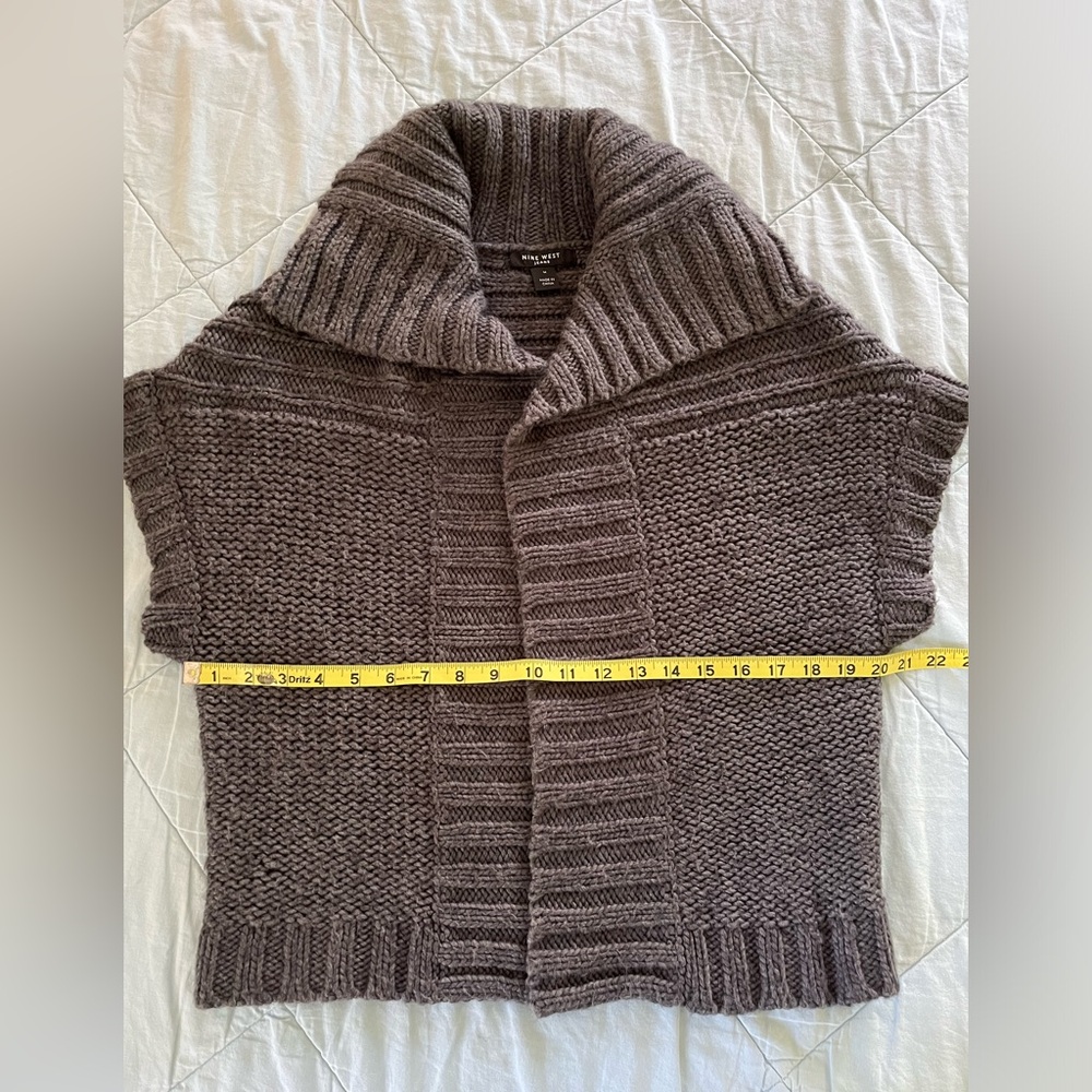 Vintage Y2K Nine West Open Front Chunky Knit Charcoal Gray Cardigan Size Medium - Picture 5 of 9